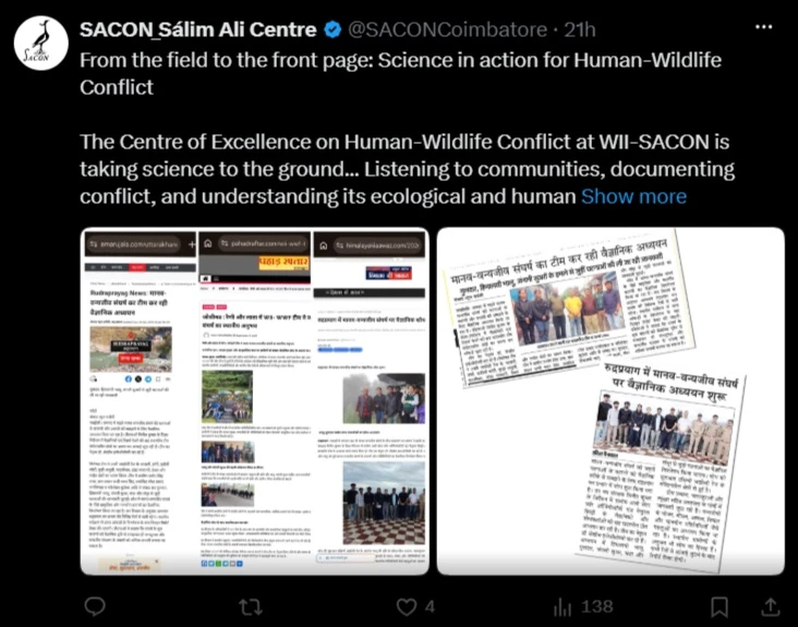 Human-Wildlife Conflict Twitter Post SACON